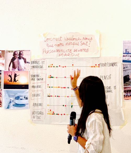 ThinkPlace designer Juanita Rodriguez work on a co-designed branding campaign
