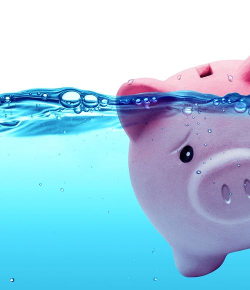 Piggy bank under water